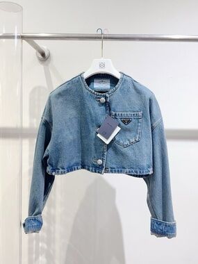 🚩steal Prada Light Blue Cropped Denim Jacket
